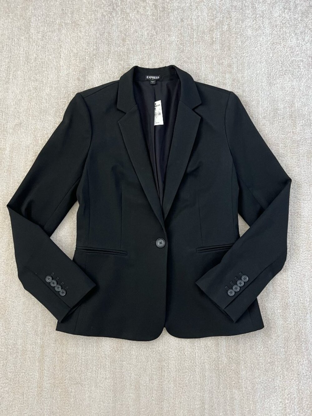 NWT Express Factory Black One Button Blazer Work Jacket Size 8